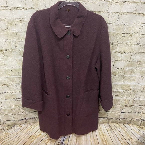 Hilary Radley Purple 100% Wool Cuffed Sleeve Sweater Jacket Coat - Picture 1 of 7